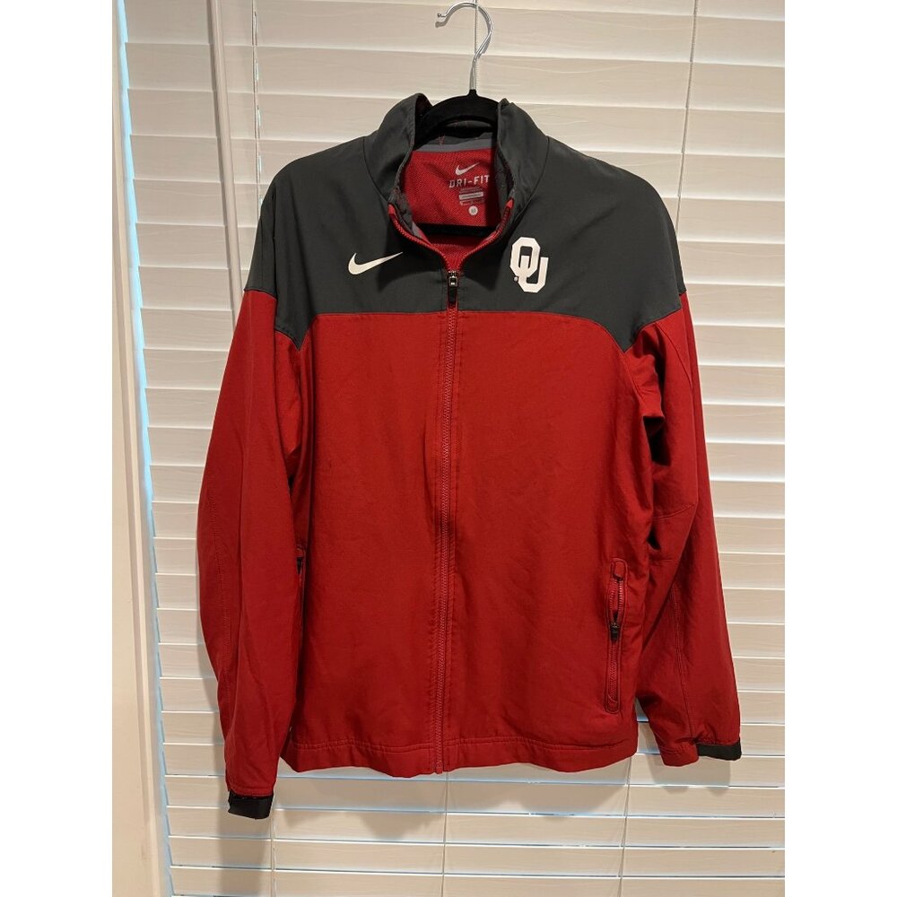 Nike Oklahoma Sooners Dri-FIT Full Zip Track Jacket Mens Medium Red Grey OU